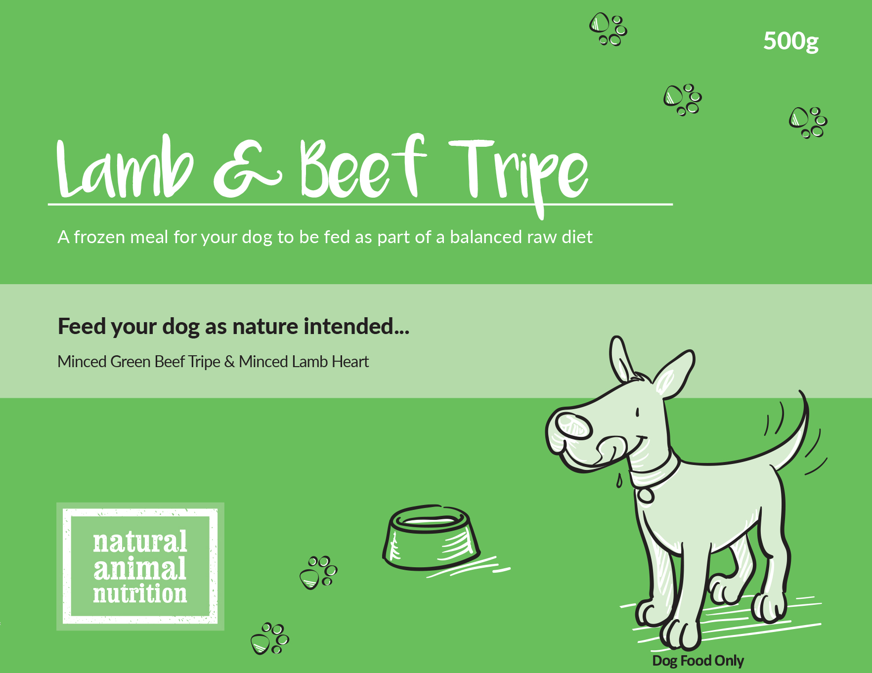 Lamb and Beef Tripe 500g - Natural Animal Nutrition